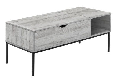 Table basse à plateau relevable, 42" L, rectangulaire, gris, métal noir - Contemporain et moderne