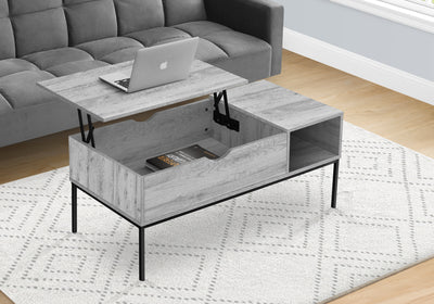 Table basse à plateau relevable, 42" L, rectangulaire, gris, métal noir - Contemporain et moderne