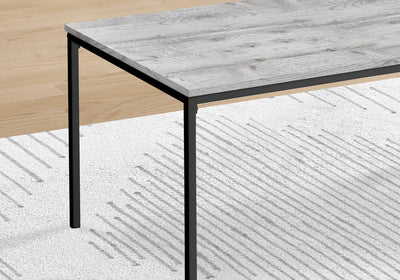Ensemble de table basse et de bout 3 pièces, métal noir et stratifié gris, contemporain