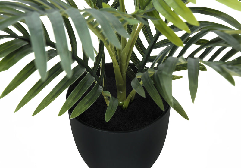 20" Tall Artificial Palm Plant - Real Touch Green Leaves, Indoor Decorative Faux Greenery