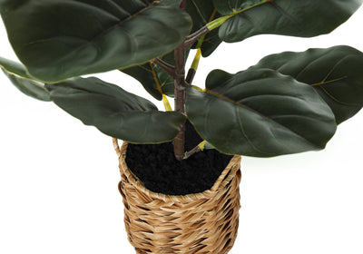 28" Tall Fiddle Tree: Real Touch Indoor Artificial Plant in Beige Basket - Greenery for Stylish Décor