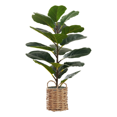 Arbre violon de 71,1 cm de haut : plante artificielle d'intérieur au toucher réaliste dans un panier beige – verdure pour une décoration élégante.