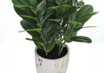 31" Tall Artificial Garcinia Tree - Indoor Faux Plant, Real Touch, Decorative Greenery in White Cement Pot