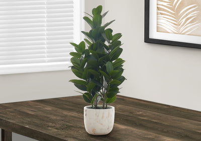 31" Tall Artificial Garcinia Tree - Indoor Faux Plant, Real Touch, Decorative Greenery in White Cement Pot