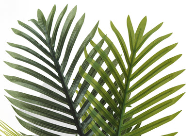28" Tall Artificial Palm Tree: Indoor Faux Floor Plant, Real Touch Green Leaves, White Pot