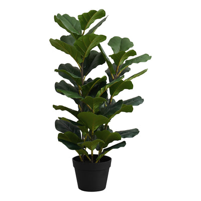 32" Tall Fiddle Tree: Real Touch, Indoor Greenery, Decorative Artificial Plant, Faux, Black Pot