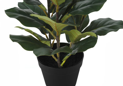 32" Tall Fiddle Tree: Real Touch, Indoor Greenery, Decorative Artificial Plant, Faux, Black Pot