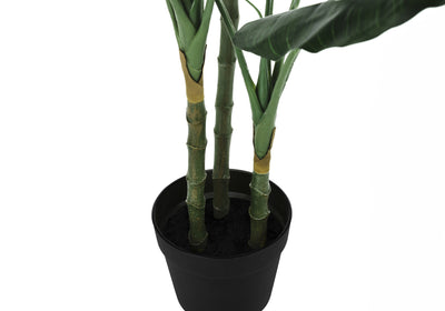 Arbre à feuilles persistantes artificiel d'intérieur de 42 po – Plante de faux sol avec feuilles vertes, pot noir