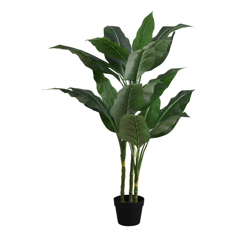 42" Indoor Artificial Evergreen Tree - Faux Floor Plant with Green Leaves, Black Pot