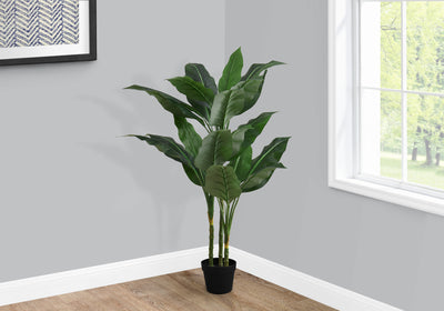42" Indoor Artificial Evergreen Tree - Faux Floor Plant with Green Leaves, Black Pot