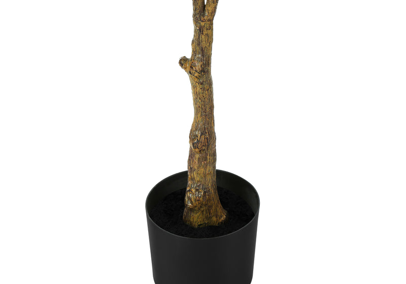 52" Tall Rubber Tree Artificial Plant - Indoor Faux Floor Greenery with Real Touch, Black Pot