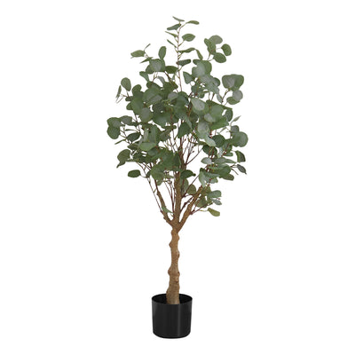 Eucalyptus artificiel de 46 po de haut – Fausse verdure d'intérieur, plante de sol décorative avec pot noir