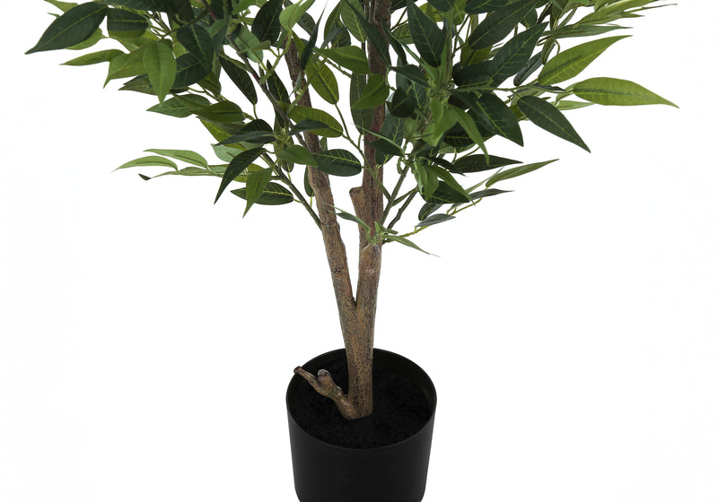 47" Artificial Acacia Tree: Indoor Faux Floor Plant with Silk Green Leaves - Decorative Black Pot