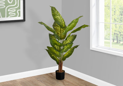 Arbre à feuilles persistantes artificiel de 47 po de hauteur avec des feuilles vertes au toucher réel, décoration de sol parfaite