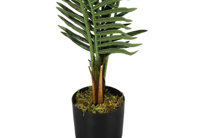 Palmier artificiel de 47 po de haut – Plante décorative d'intérieur au toucher réel avec feuilles vertes et pot noir
