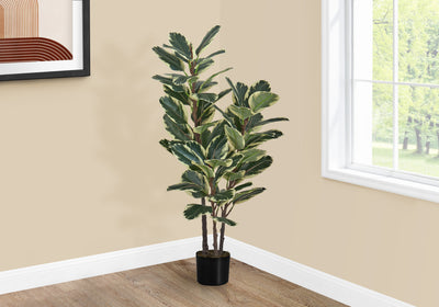 Plante artificielle de chêne de 47 po de hauteur – Faux verdure d'intérieur, touche réelle, décorative, pot noir
