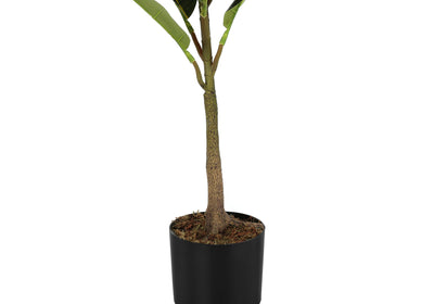 40" Tall Artificial Rubber Tree: Indoor Faux Plant, Real Touch Green Leaves, Decorative Floor Greenery