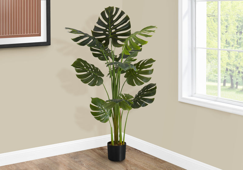 Arbre Monstera de 55 po de haut : plante artificielle réaliste avec des feuilles vertes, parfaite pour la décoration intérieure