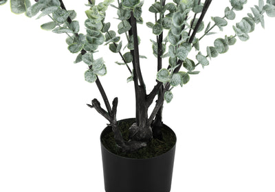 Arbre d'eucalyptus de 44 po de haut – Plante artificielle d'intérieur au toucher réel, fausse verdure avec pot noir
