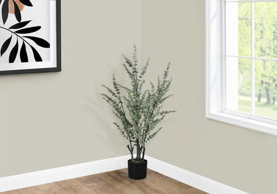 44" Tall Eucalyptus Tree - Real Touch Indoor Artificial Plant, Faux Greenery with Black Pot