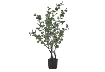 Eucalyptus Tree: 35" Faux Plant, Indoor Decor, Green Leaves, Black Pot