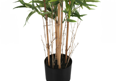 50" Tall Faux Bamboo Tree: Indoor Artificial Plant, Decorative Greenery with Black Pot