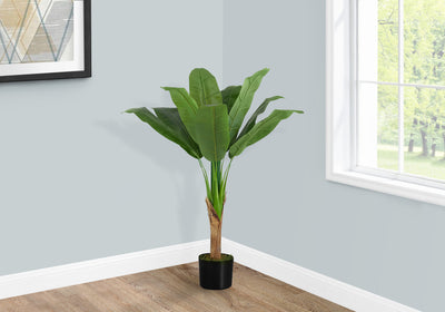 Bananier artificiel de 43 po de hauteur – Plante décorative d'intérieur au toucher réel avec feuilles vertes