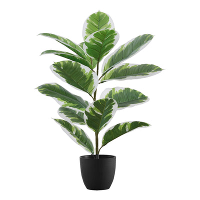 Plante en caoutchouc artificiel de 27 po de haut – Fausse verdure de table d'intérieur – Feuilles vertes décoratives au toucher réel