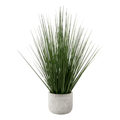 Plante de gazon artificiel de 53,3 cm de haut – Toucher réel, fausse herbe verte de table dans un pot blanc
