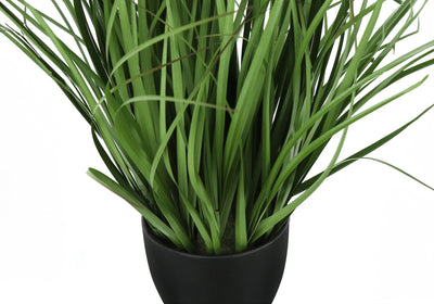 23" Tall Artificial Grass Indoor Plant - Faux Greenery for Table Decor, Real Touch, Black Pot