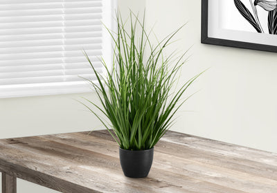 Plante d'intérieur en gazon artificiel de 58,4 cm de haut – Fausse verdure pour décoration de table, toucher réel, pot noir