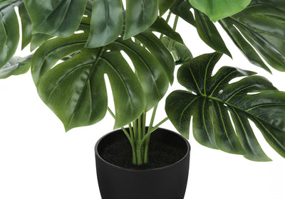 Plante artificielle Monstera de 24 po de hauteur – Toucher réel, fausse verdure d'intérieur, pot noir décoratif