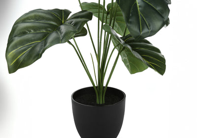 Plante artificielle Alocasia de 61 cm de haut – Fausse verdure au toucher réel, table décorative d'intérieur, pot noir