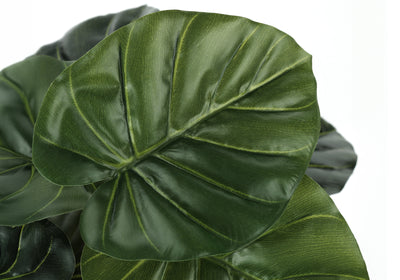Plante artificielle Alocasia de 61 cm de haut – Fausse verdure au toucher réel, table décorative d'intérieur, pot noir