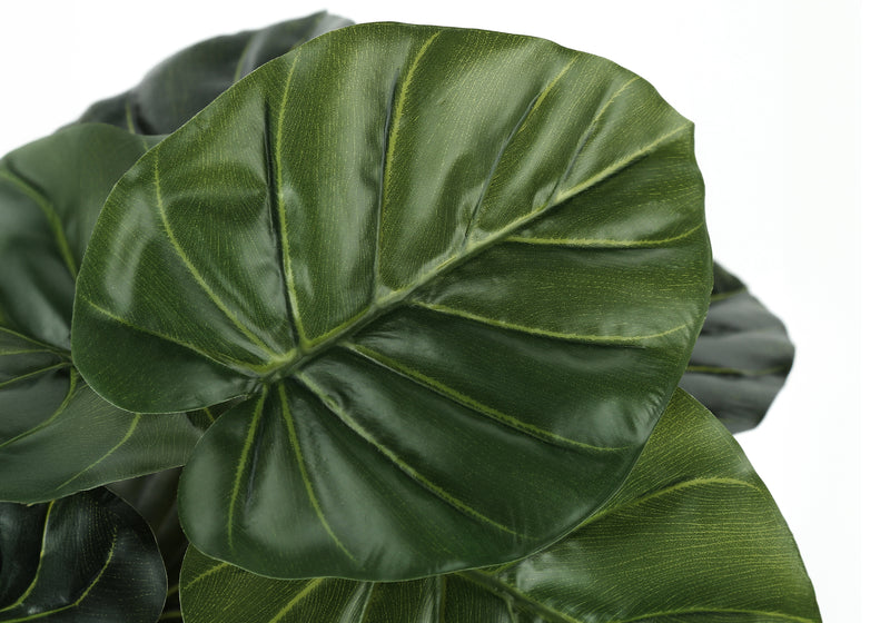 24" Tall Alocasia Artificial Plant - Real Touch Faux Greenery, Indoor Decorative Tabletop, Black Pot