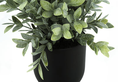 Set of 2 Faux Eucalyptus Grass Plants - 11" Tall, Indoor Table Decor, Green Leaves, Black Pots