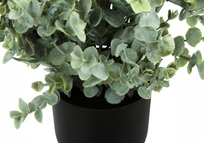 Ensemble de 2 fausses plantes d'eucalyptus – 11" de haut, décoration de table d'intérieur, feuilles vertes, pots noirs