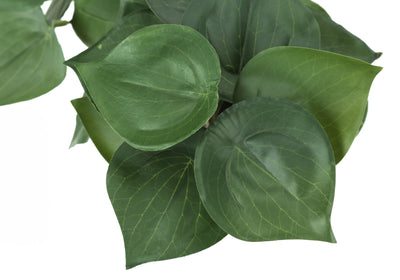 Ensemble de 2 fausses plantes Alocasia - 8" de haut, décor de table intérieure, feuilles vertes, pots en ciment blanc