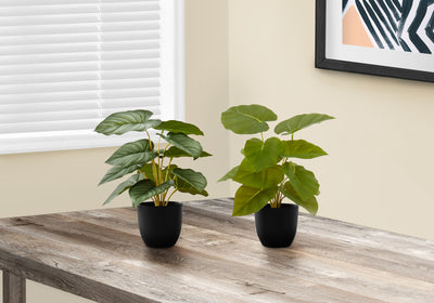 Ensemble de plantes Faux Epipremnum – 33 cm de haut, verdure décorative d'intérieur, lot de 2, pots noirs