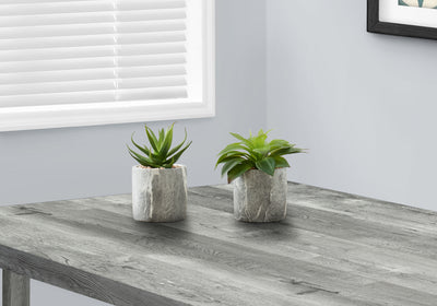 Ensemble de 2 plantes succulentes artificielles – Verdure décorative d'intérieur de 15,2 cm de haut avec pots en ciment gris