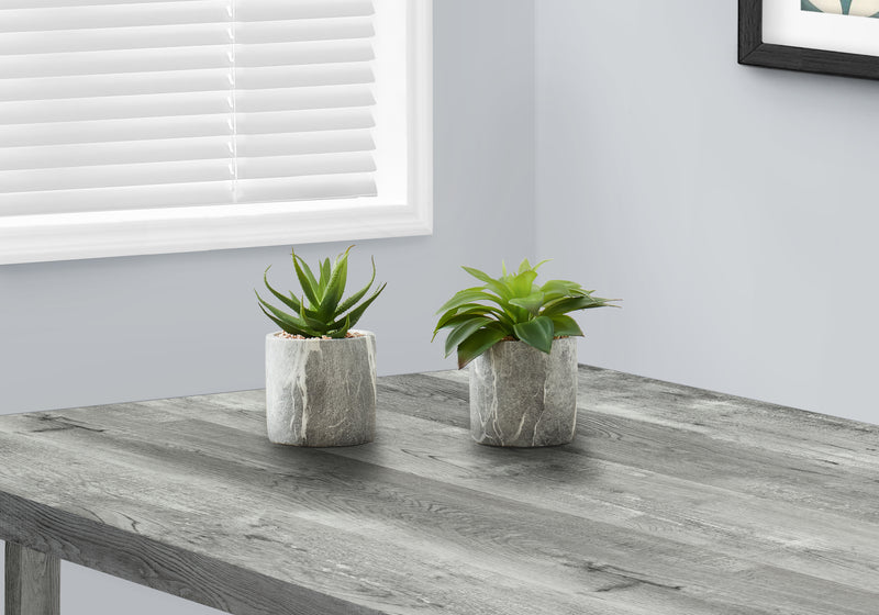 Set of 2 Faux Succulent Plants - 6" Tall Indoor Decorative Greenery with Grey Cement Pots
