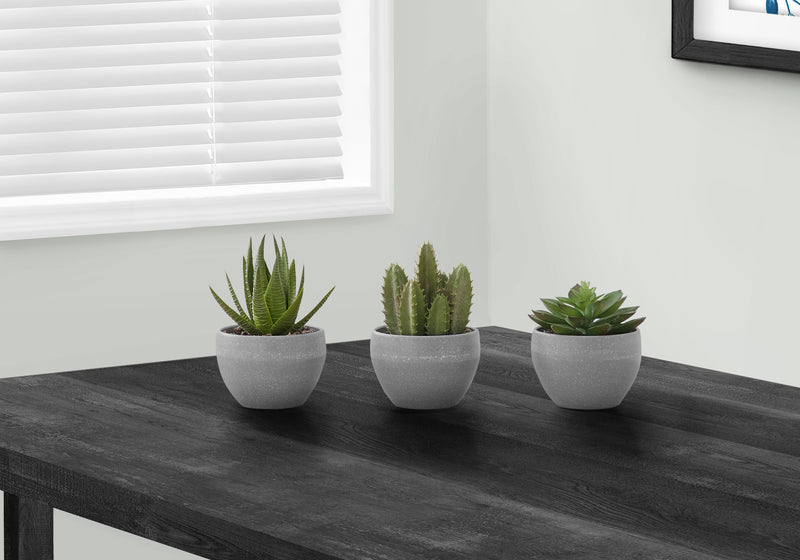 Faux Succulent Set - 6" Tall, Indoor, Greenery, Potted - Set of 3 with Grey Cement Pots