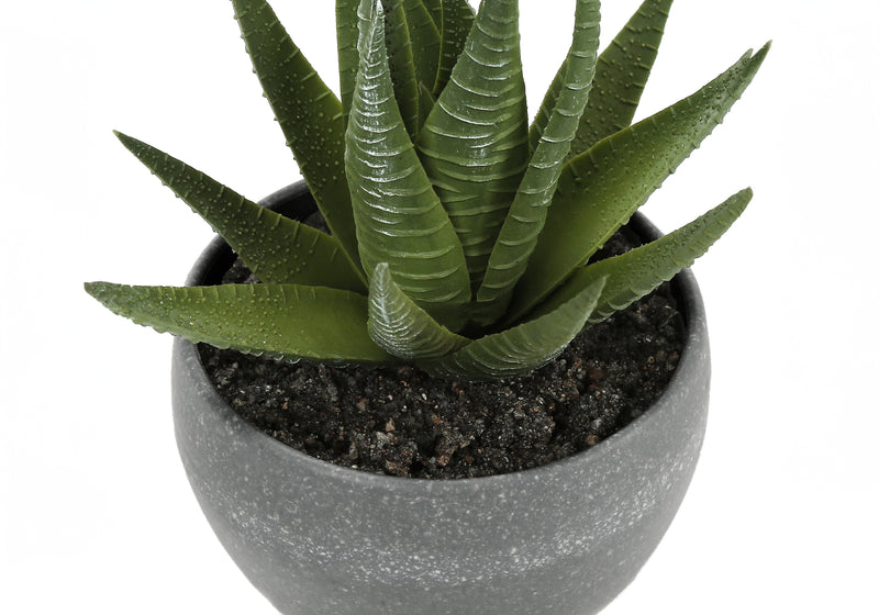 Ensemble de fausses plantes succulentes – 6" de haut, intérieur, verdure, en pot – Ensemble de 3 avec pots en ciment gris
