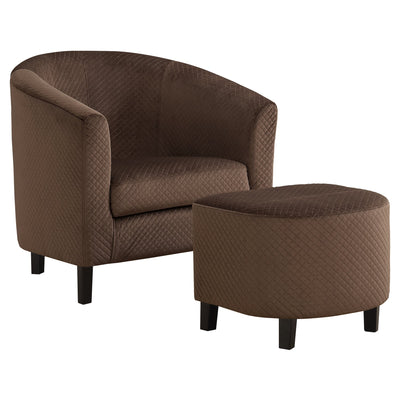 Accent Chair - 2Pcs Set / Dark Brown Quilted Fabric - I 8239