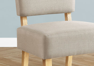 Accent Chair - Taupe Fabric / Natural Wood Legs - I 8272