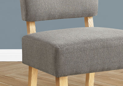 Accent Chair - Light Grey Fabric / Natural Wood Legs - I 8273