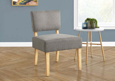 Accent Chair - Light Grey Fabric / Natural Wood Legs - I 8273
