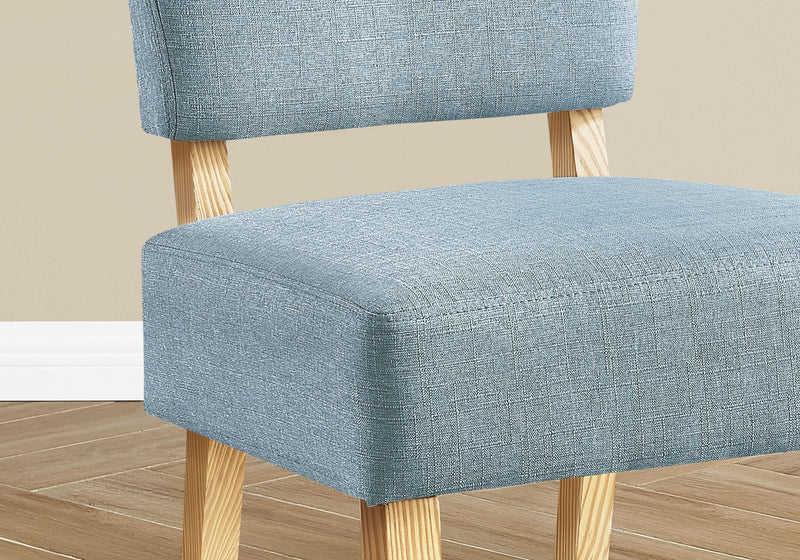 Accent Chair - Light Blue Fabric / Natural Wood Legs - I 8274