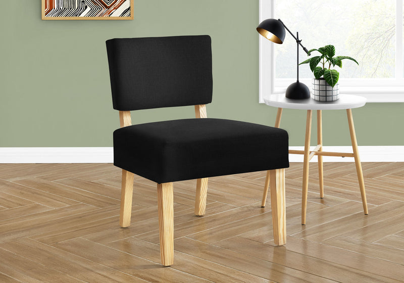 Accent Chair - Black Fabric / Natural Wood Legs - I 8297
