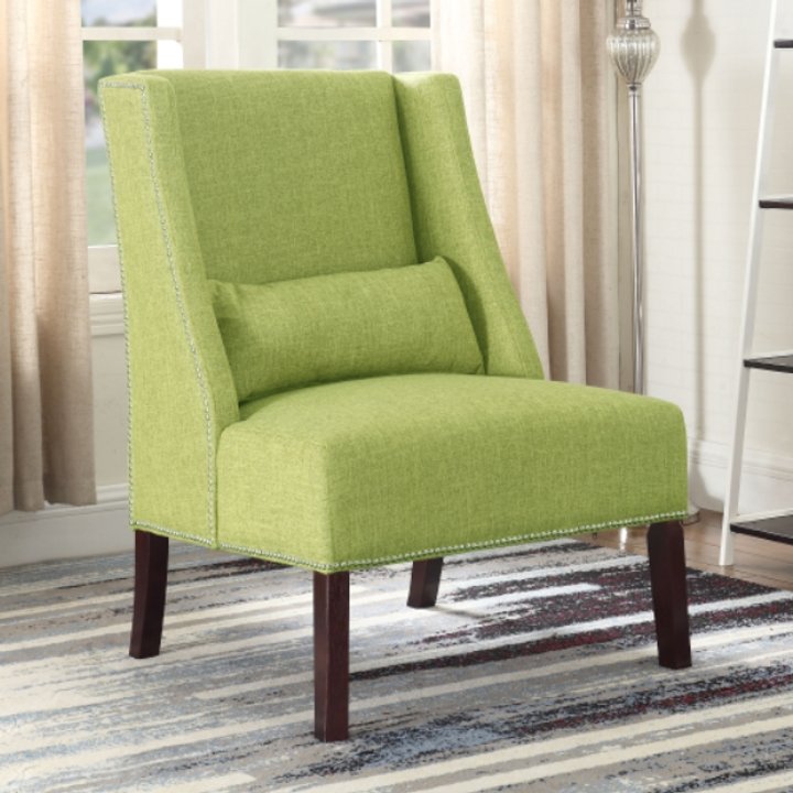 Green Fabric Accent Chair With Nail Heads - IF-612